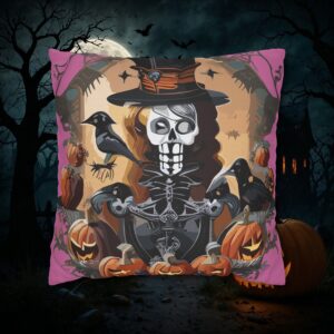 🛋️ Housse de Coussin Carrée Halloween – Griffe Nocturne 🖤