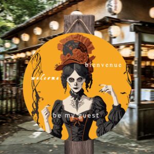 🎃 Plaque de Porte en Bois Halloween – Griffe Nocturne 🖤